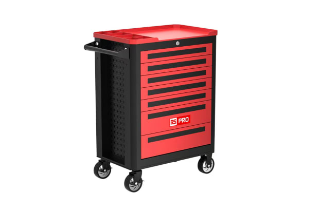 RS PRO 7 Drawer High Carbon Steel Wheeled Tool Trolley