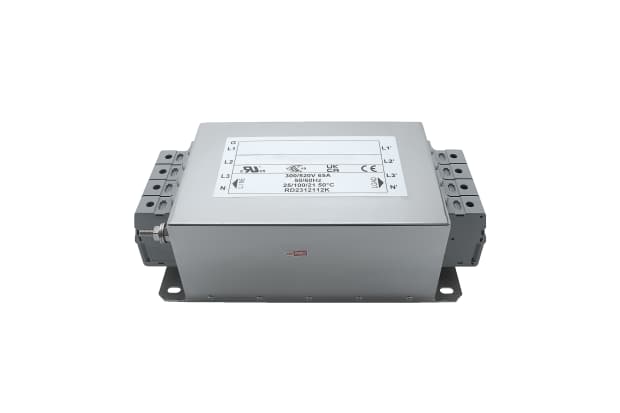 RS PRO 65A 300/520 V交流 50 → 60Hz，机箱安装电源线滤波器，3相接线端子